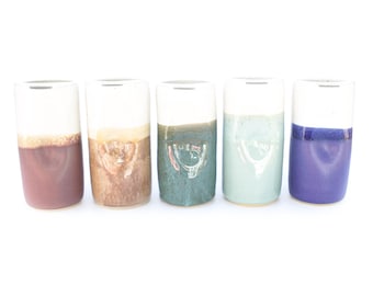 Skinny Ceramic Travel Mug: Handmade Stoneware Thumb Tumbler