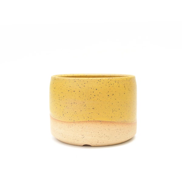 Planter Pot with Drainage 4" | Sunflower Yellow Speckled Wheel Thrown Stoneware | Succulent & Cactus | Small Batch Pottery Handmade in Texas