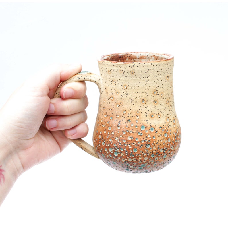 Mint Teal Crater Mug Wheel Thrown Stoneware Pottery Texas Studio Ceramics Handmade Glaze Cup Coffee Tea Ready to Ship Gift image 2