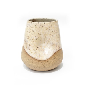 Cream Ceramic Tumbler | Ready to Ship Birthday Gift for Her | Artisan Pottery Handmade in Texas USA | Secret Santa Gift Ideas for Women