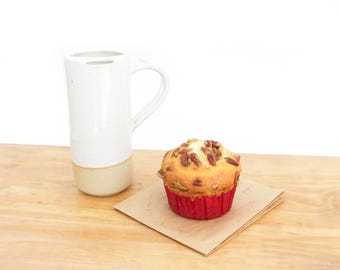 Ceramic Travel Tumbler Neutral Cream | Handcrafted To-go Cup Fits in Cup Holder