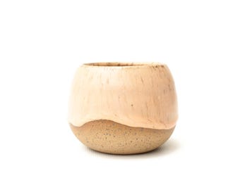 2.75" Small Ceramic Succulent Planter: Orange Creamsicle Speckled Stoneware