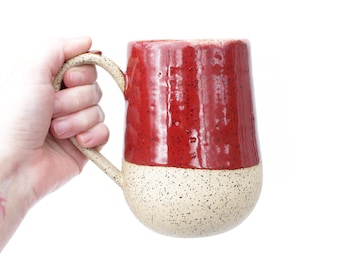 Red Speckled Stoneware Mug: Artisan Handcrafted Wheel Thrown Pottery