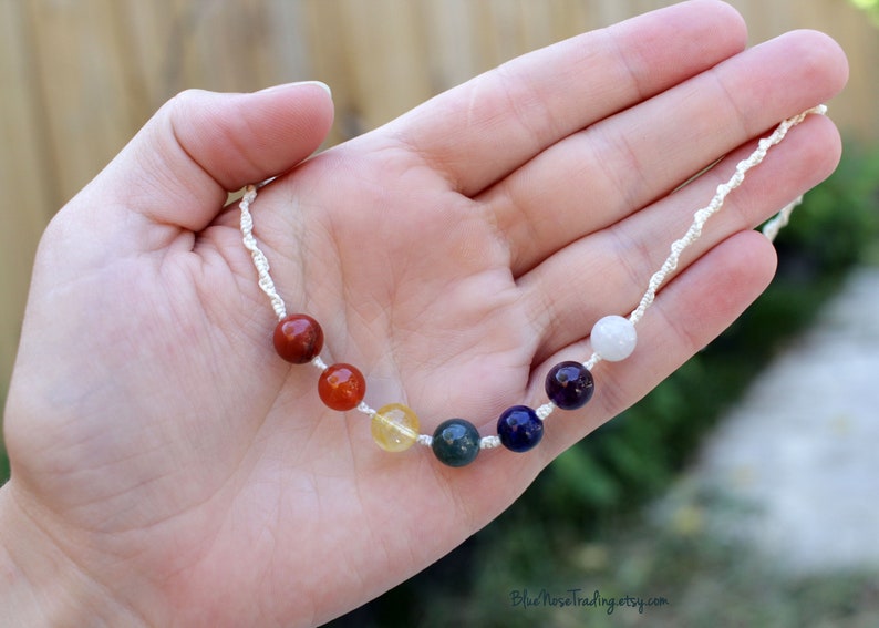Crystals Citrine Hemp Macram\u00e9 Carnelian Lapis Lazuli Moonstone Red Jasper Amethyst 7 Chakra Gemstone Necklace Moss Agate