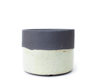 3.75" Pastel Glazed Ceramic Succulent Planter: Wheel Thrown Black Stoneware