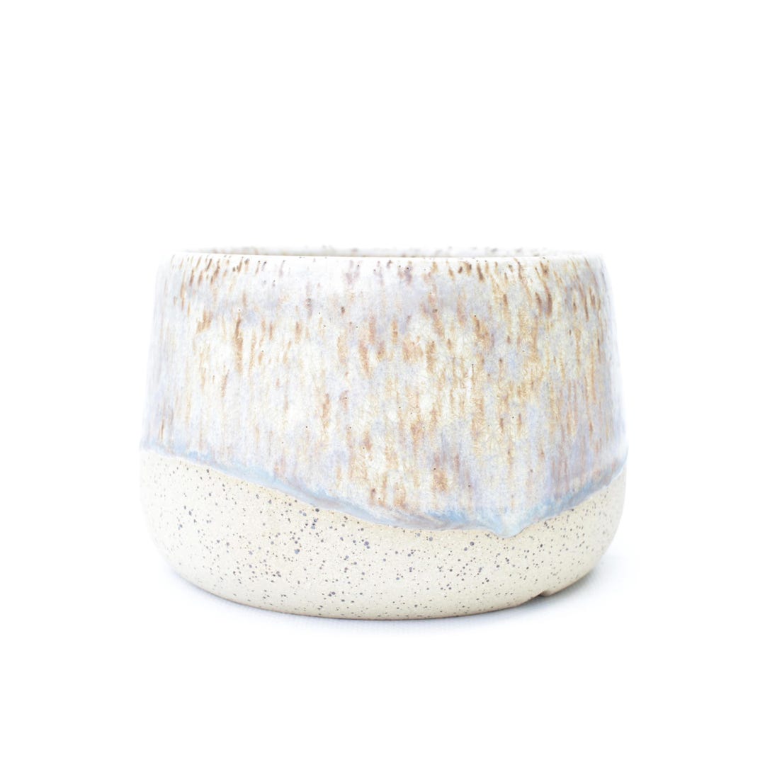 5.5" Handmade Pastel Blue Crystalline Ceramic Planter: Wheel Thrown ...