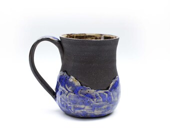 Wheel Thrown Mug | Black Stoneware | Cobalt Purple Glaze | Small Batch Studio Pottery | Handmade Ceramic Cup | Coffee & Tea | Ready to Ship