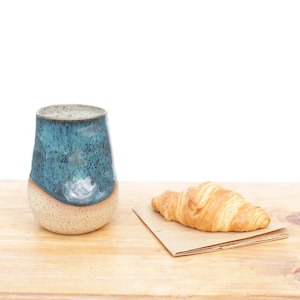 Emerald Glazed Ceramic Thumb Tumbler: Handmade Stoneware Pottery