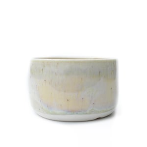 White Snowflake Crystal Porcelain Planter: Wheel Thrown Pottery with Drainage, 3.25"