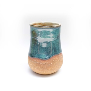 Ceramic Wine Glass Handmade Thumb Tumbler Pottery Cup Ready to Ship Gift for her Birthday Gift for Sister Blue Kitchen Fancy Drinkware