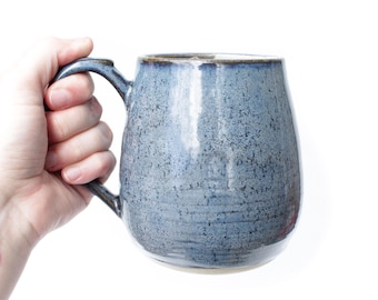 Blue Ceramic Mug with Handle | Wheel Thrown Stoneware Pottery Handcrafted in Texas