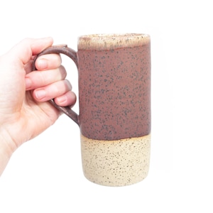 Tall Red Ceramic Mug with Handle | Artisan Pottery Handcrafted in Texas