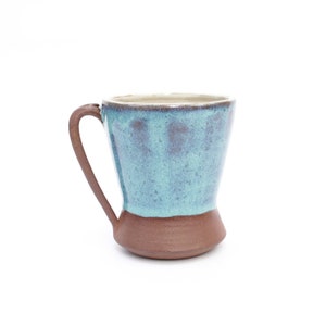 Minty Blue Glazed Red Stoneware Mug | Wheel Thrown Ceramic Pot | Artisan Handmade Coffee Cup