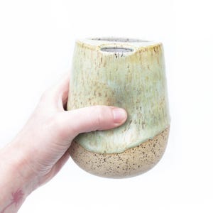 Seafoam Green Ceramic Sip Top Mug: Handmade Texas Pottery
