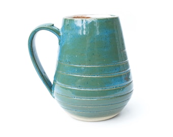 Teal Ceramic Mug: Wheel Thrown Stoneware Coffee Cup