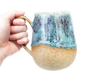 Blue Raspberry Glazed Speckled Ceramic Mug: Handmade Stoneware Pottery