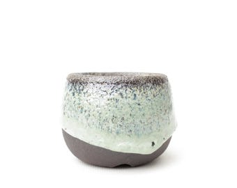 2.75 inch Handmade Spearmint Ceramic Planter: Mini Succulent Cactus Pot