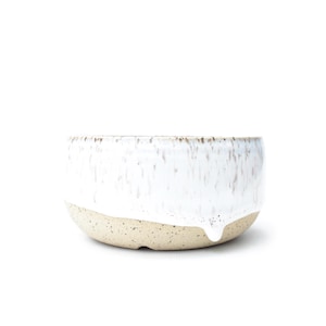 Maceta de cerámica blanca esmaltada moteada de 10 cm (4 pulgadas): Maceta de cerámica con orificio de drenaje