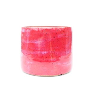 Maceta de cerámica con motas rojas: Maceta de gres artesanal (12,7 cm)