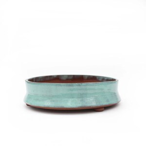 7" Bonsai Pot | Turquoise Blue Wheel Thrown Red Stoneware Ceramic Planter with Drainage | Succulent Cactus | Small Batch Pottery | Handmade