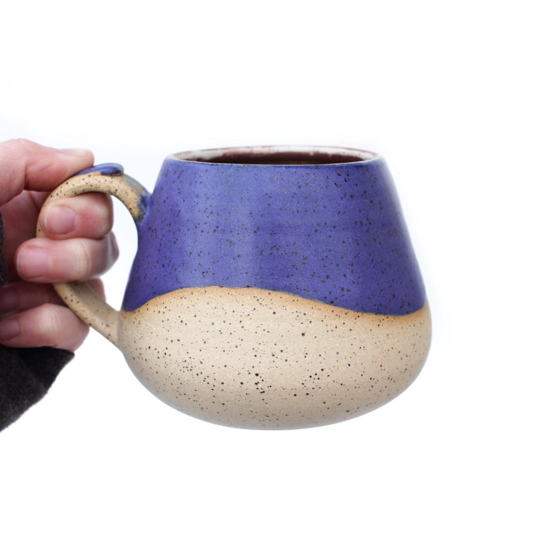 Blue Pottery Mug | Wheel Thrown Small Batch Ceramic Speckled Stoneware ...