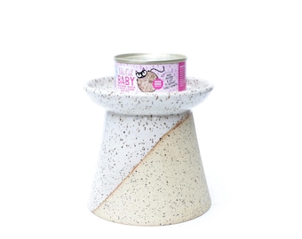Elevated Ceramic Cat Bowl: Whisker-Friendly, Handmade Stoneware Pottery