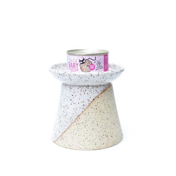 Elevated Ceramic Cat Bowl: Whisker-Friendly, Handmade Stoneware Pottery