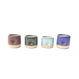 Tiny Ceramic Espresso Cups | Speckled Clay Artisan Stoneware Pottery Mini Thumb Tumbler Shot Glass | Petite Coffee Bar Drinkware