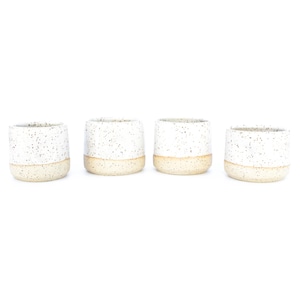 White Speckled Ceramic Espresso Cortado Cup: Artisan Stoneware Pottery