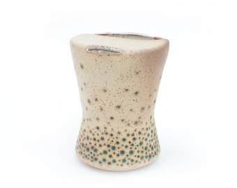 Ceramic Travel Tumbler ToGo Cup | Texas Small Batch Wheel Thrown Stoneware Pottery  | Teal Sensory Texture | Coffee Tea | Ready to Ship Gift