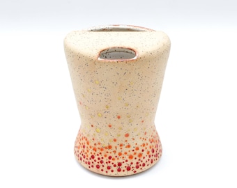 Flame Ceramic Travel Tumbler To-go Cup | Wheel Thrown Speckled Stoneware Pottery | Crater Sensory Texture | Coffee Tea | Ready to Ship Gift