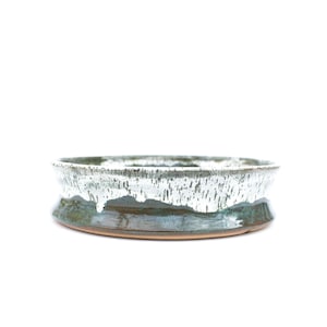 Green Ceramic Bonsai Pot: Wheel Thrown Pottery Planter, 8.5&quot;