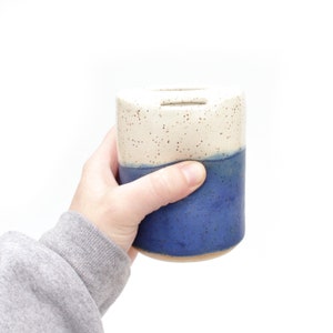 Taza de viaje de cerámica azul índigo para llevar / Texas Wheel Throwd Speckled Stoneware Iced Coffee Tea Tumbler / Hecho a mano listo para enviar regalo imagen 6