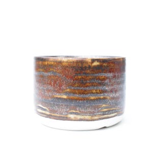 Maceta de porcelana color bronce dorado rojizo: cerámica torneada con drenaje, 8,25 cm.