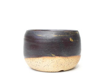 3.5" Dark Ceramic Succulent Planter: Wheel Thrown Speckled Stoneware
