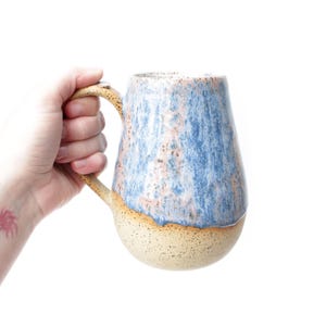 Pink Donut Sprinkle Pottery Mug: Handmade Stoneware Coffee Cup