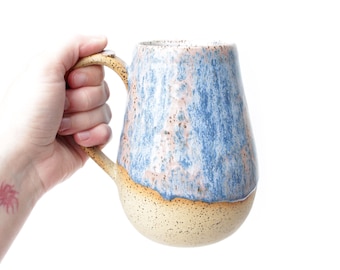 Pink Donut Sprinkle Pottery Mug: Handmade Stoneware Coffee Cup