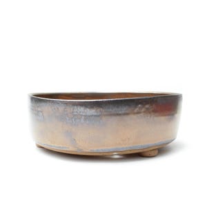 8" Metallic Brown Ceramic Bonsai Pot: Handmade Wheel Thrown Planter, Texas Pottery