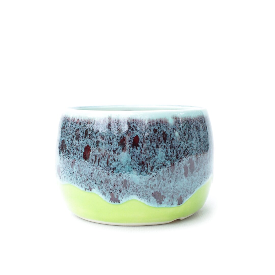 Blue and Green Porcelain Planter: Wheel Thrown Pottery With Drainage, 3 ...