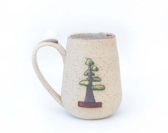 Coffee Mug Bonsai Tree Hand Painted Clay Handmade Texas Pottery Gift for Bonsai Pot Lover of Plants Gift for Husband Birthday Gift for Him