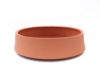 6.5" Bonsai Pot | Wheel Thrown Planter with Drainage | Unglazed Brick Red Stoneware Clay | Small Batch Studio Pottery Handmade in Texas USA