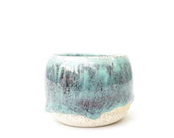 2.75 inch Handmade Blue Raspberry Ceramic Planter: Mini Succulent Cactus Pot