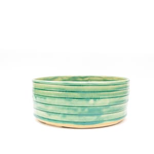 Turquoise Ceramic Bonsai Pot: Wheel Thrown Stoneware Planter, Handcrafted in Texas