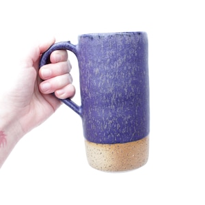 Tall Blue Ceramic Mug with Handle | Artisan Pottery Handcrafted in Texas
