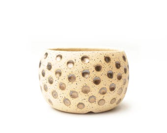 3.25" Small Ceramic Cactus Planter: Bronze Metallic Crater Glazed Speckled Stoneware