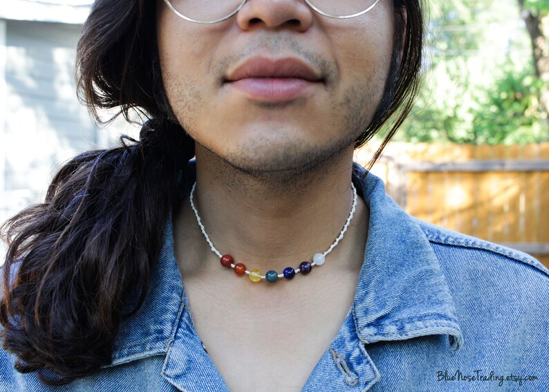 Crystals Citrine Hemp Macram\u00e9 Carnelian Lapis Lazuli Moonstone Red Jasper Amethyst 7 Chakra Gemstone Necklace Moss Agate