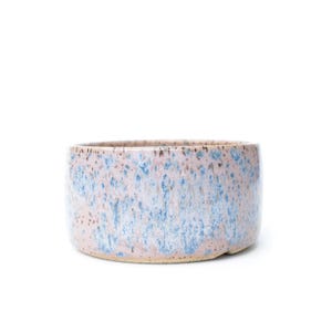 Pink & Blue Speckled Ceramic Plant Pot: Handcrafted Stoneware Planter, Texas Pottery, 3.5"
