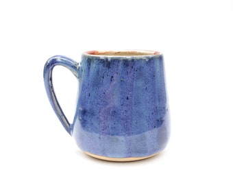 Ceramic Coffee Mug Ready to Ship Gift for Mother's Day Gift for Wife Anniversary Present Handmade Eco-friendly Blue Two Finger Handle Mug