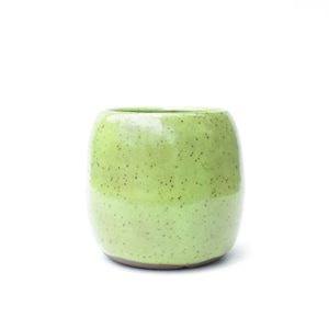 3" Kiwi Green Ceramic Planter: Wheel Thrown Pottery, Frost Safe