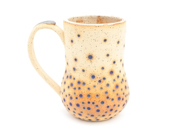 Indigo Blue Crater Mug | Wheel Thrown Stoneware Pottery | Texas Studio Ceramics | Handmade Glaze | Cup Coffee Tea | Ready to Ship Gift